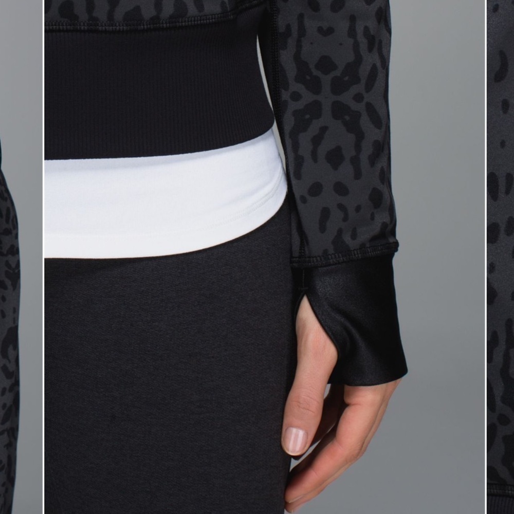 Lululemon Grey Black Namaskar Leopard Animal Swirl zip up scuba hoodie size 4 - Picture 15 of 16